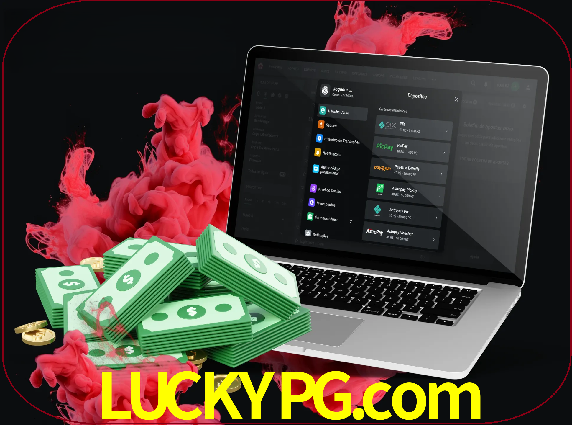 Para efetuar um depósito na sua conta luckypg, basta escolher o método de depósito e especificar o montante.