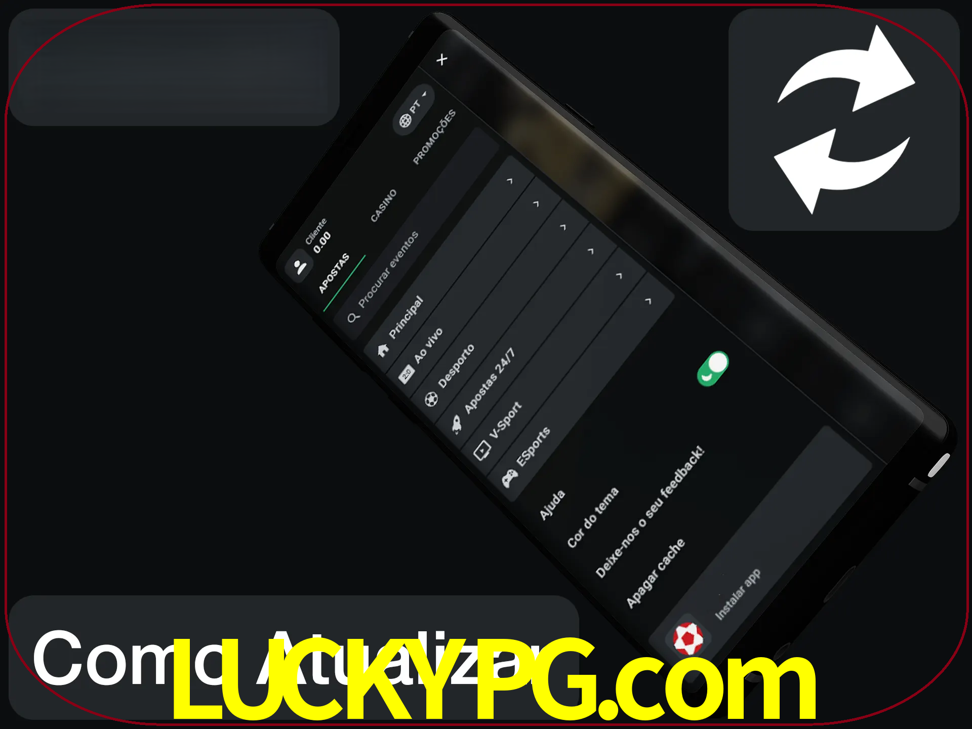 O aplicativo é atualizado automaticamente quando você faz o login.