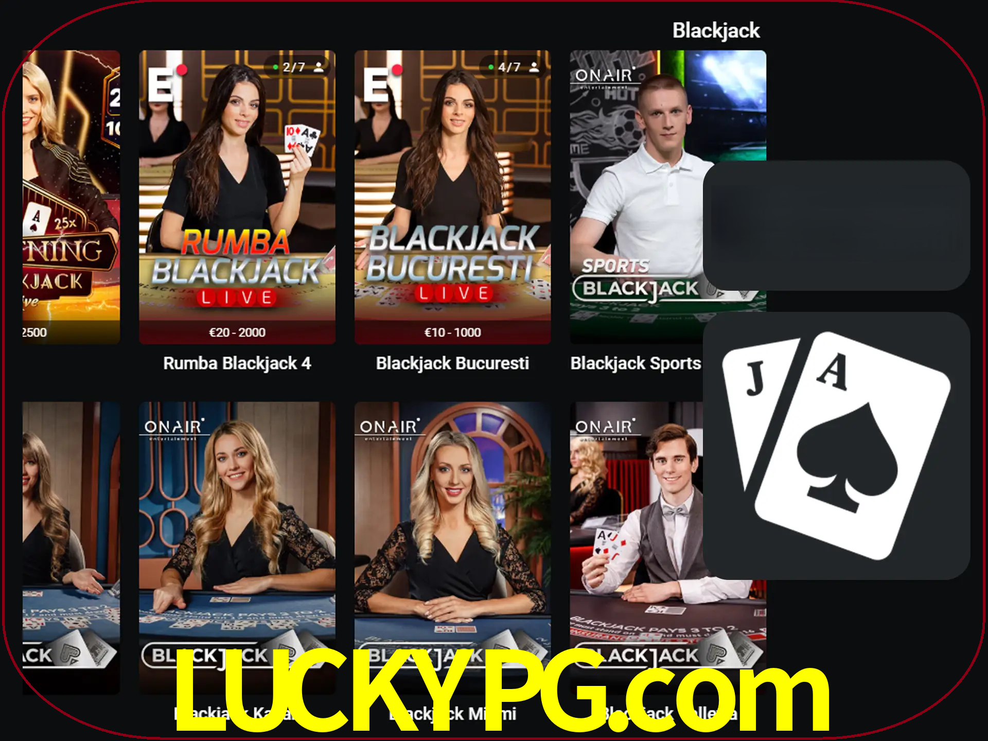 Escolha uma mesa completa de jogadores de blackjack.